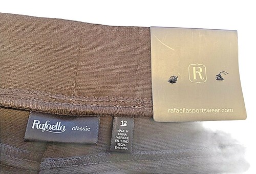 Rafaella New Hi Rise Pull-On Size 12 Straight Hip Brown Poly Blend Zipper Accent - Picture 11 of 12