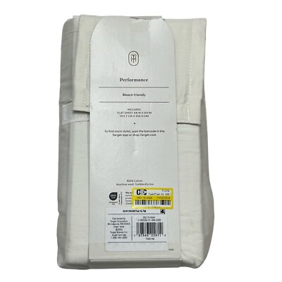 Threshold Performance Flat Sheet Twin Off White Sour Cream 400 Thread Count