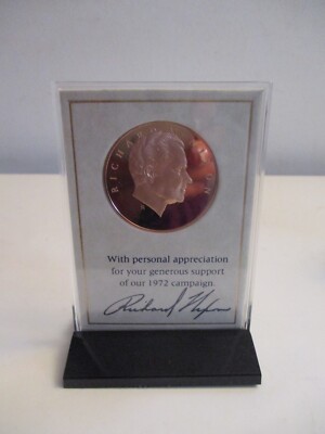 1972 RICHARD NIXON BRONZE COIN CAMPAIGN MEDAL FRANKLIN MINT IN BOX