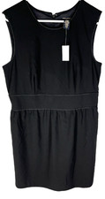 BANANA REPUBLIC A-Line Office Dress Size 14 Black Zip Back Career Lined NEW $89
