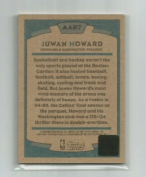 JUWAN HOWARD (Wizards) 2001 TOPPS HERITAGE AUTHENTIC ARENAS ARENA SEAT #AAR7  - Image 2 of 2