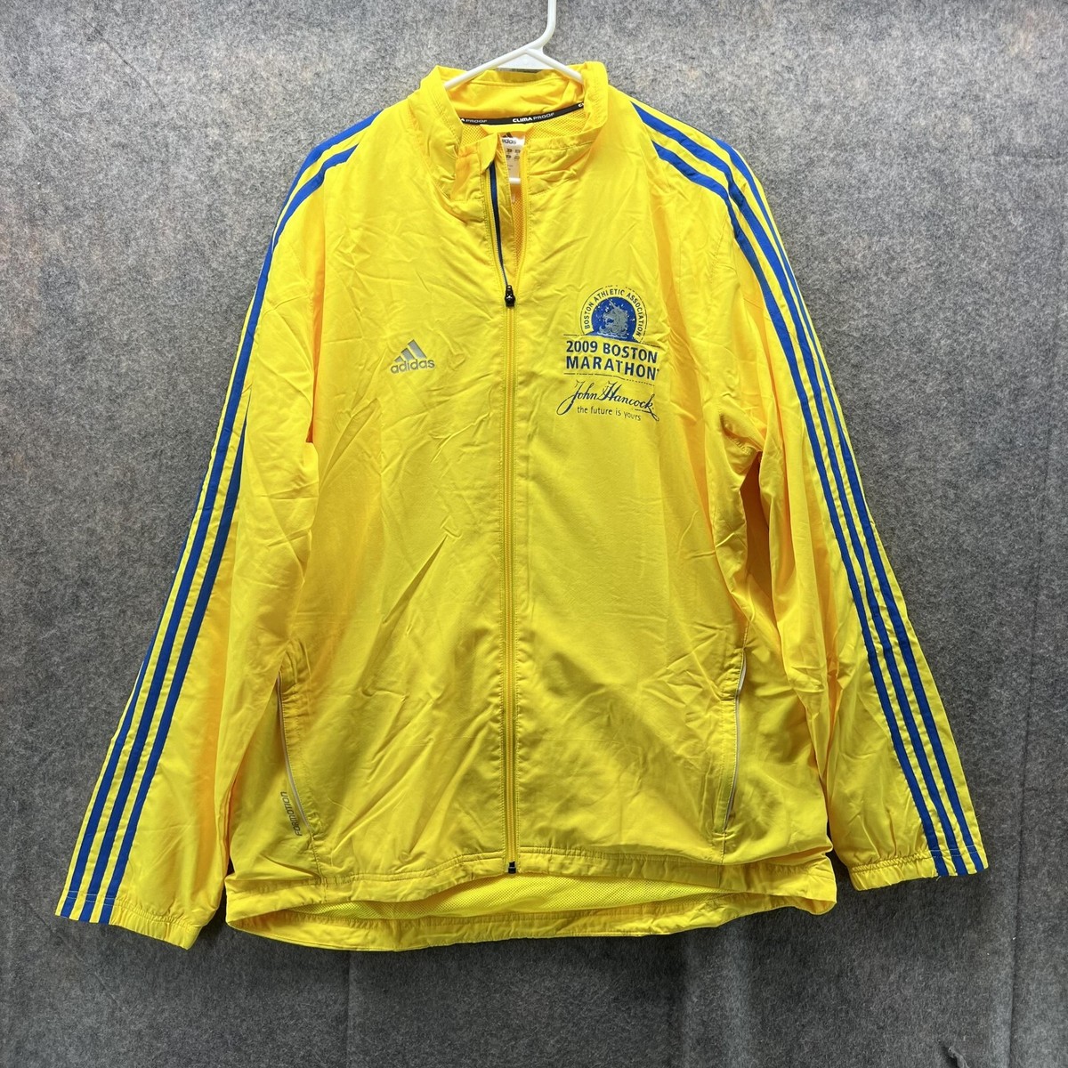 Adidas Sweater Men XL Yellow Full Zip Boston Marathon 2009 Clima