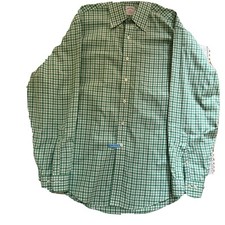 Brooks Brothers Men  s Dress Shirt Large All Cotton Green White Checked