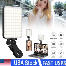 80 LED Selfie Fill Light with Clip USB Rechargeable 3 Light Modes 10-Level Light