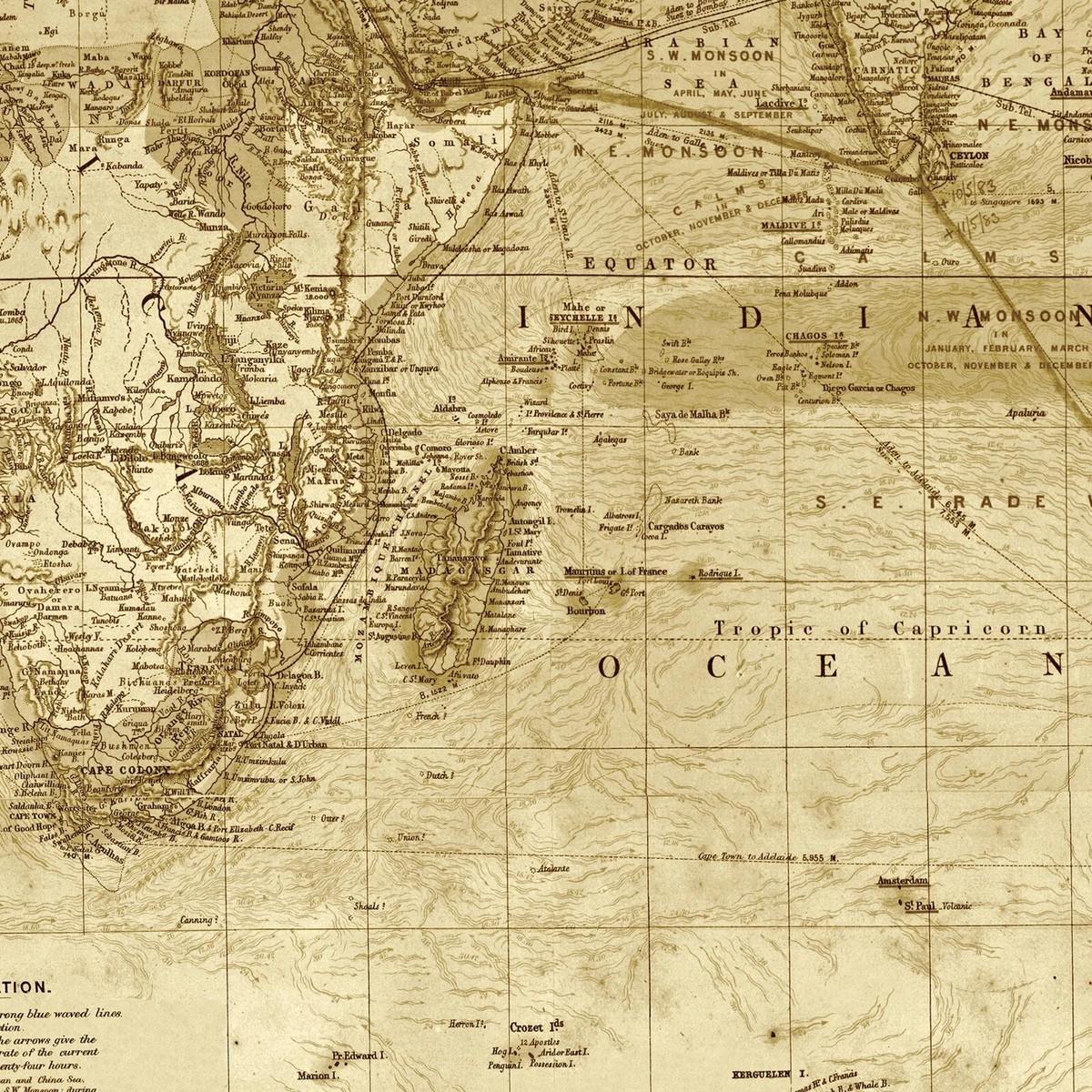 Atlas Mercator Projection Map circa 1898 | Sepia Tone Vintage