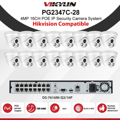 Hikvision CCTV Security Camera System Kit 4MP ColorVu MIC 16CH 16 POE NVR Lot