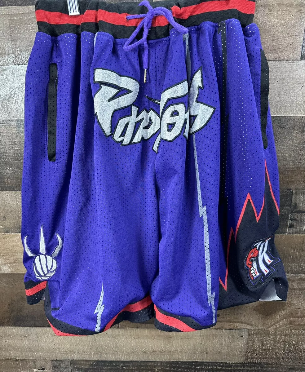 Just Don NBA Toronto Raptors 98/99 Basketball Shorts Pockets Lined Purple Size L