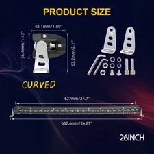 Curved Slim 20 26 32 38 44 50"  LED Light Bar Spot Flood Offroad Driving Truck