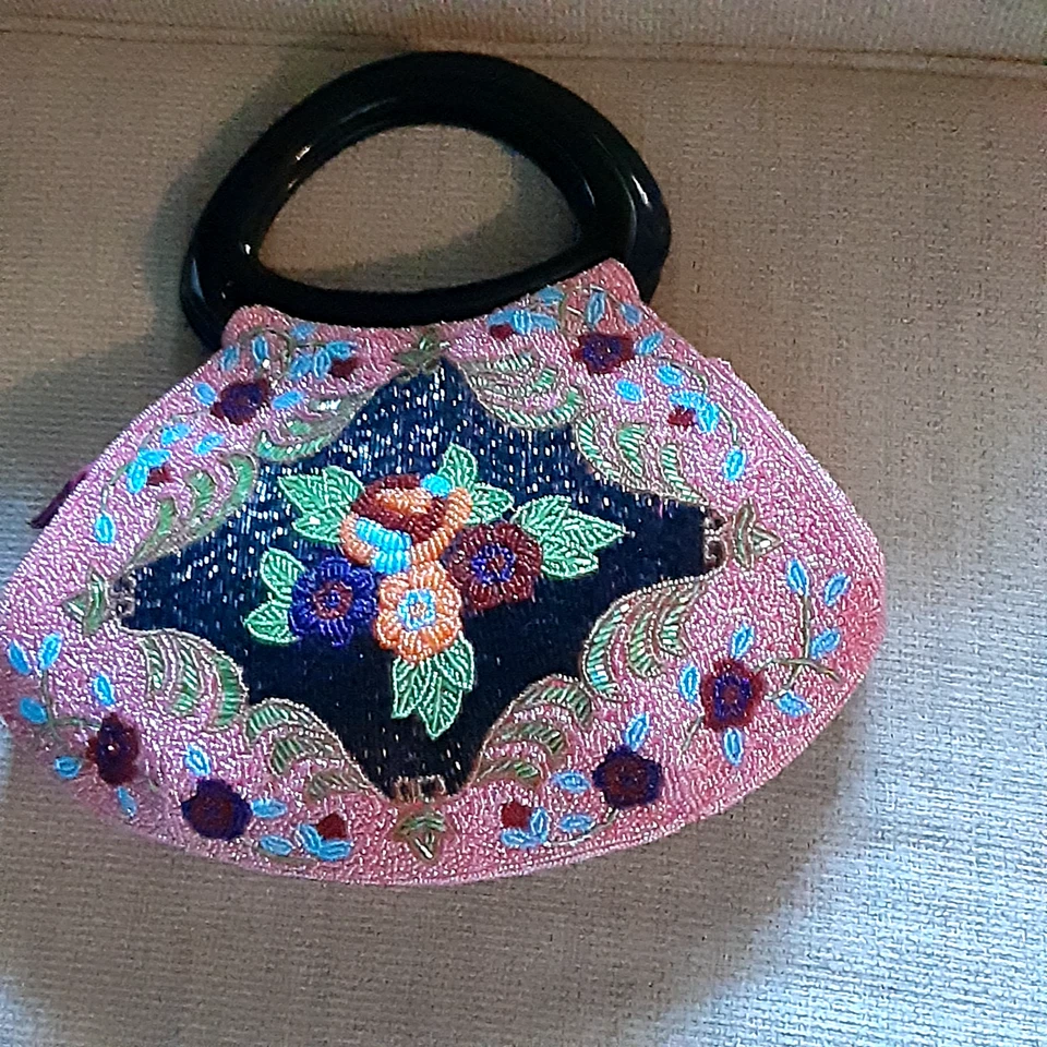FABULOSO BOLSO/CARTERA/BOLSO FLORAL VINTAGE CON ASAS DÍA O NOCHE Foto 2 de 4