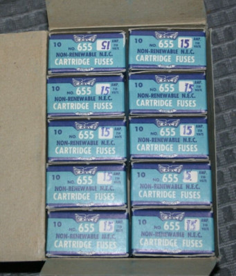 CASE OF 100 Eagle 15AMP 250V Cartridge Fuses #655 Non-Renewable 655 NOS!!!