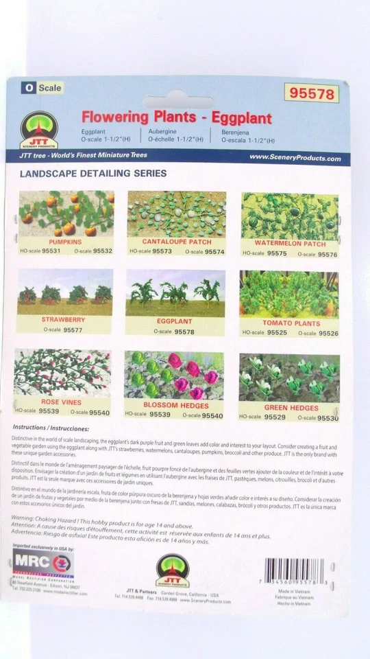 MRC JTT Scenery O Eggplant 1-1/2" Height 6pk Flowering Plants Train Layout 95578 - Image 4 of 4