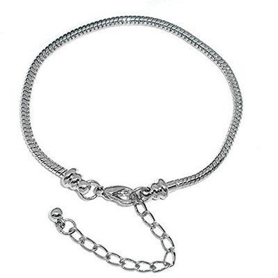 Bracelet Fits 7- 9 Inch for European Beads Silver Tone Snake Chain Lobster Clasp