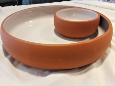 Vintage Bortner & Bortner American Clay Potery Terra Cotta Serving Set Chip/Dip