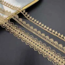 Single Sided Diamond Lace Gold Thread Lace Edge Trims select length and style