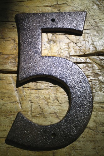 Rustic BROWN Cast Iron Metal House Numbers Street Address 6 1/2 INCH Phone #'s 5