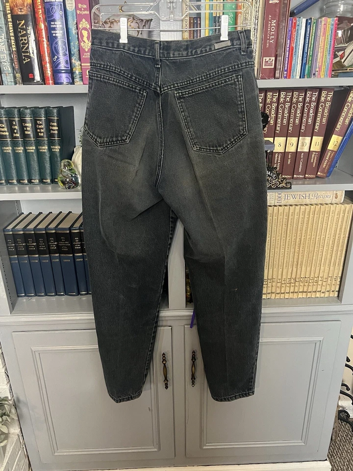 Vintage Calvin Klein Sport Tapered Leg Mom Jeans 90s Washed Black 12 Made In USA - Image 4 of 4