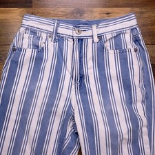 American Eagle Mom Jean 00 Regular Blue High Rise Striped
