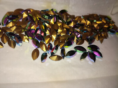 12-144 Stck Strass Glitzersteine Machine Cut Navettes VITRAIL 10x5 #347 mehrfarb