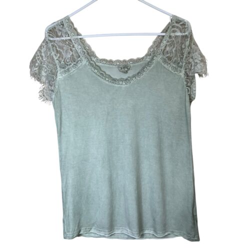 POL Anthropologie Eyelash Lace Top Shirt Mint Green Romantic Fairy Boho Sz Small - Picture 3 of 8