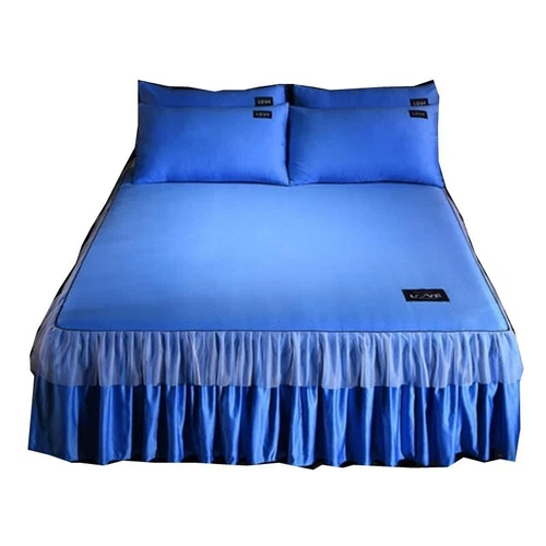 Luxus Satin Seide Bett Rock Staub Rüschen Elegant Bettlaken 14" Drop Queen King - Bild 32 von 41