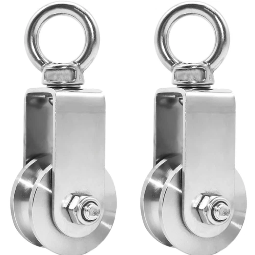 Umlenkrolle Edelstahl, Kugellager, 34 mm, Tragkraft 250 kg, Seilrolle, Fitness