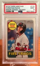 2018 Topps Heritage Minor League CRISTIAN PACHE GLOSSY Pre Rookie SP PSA 9 MINT