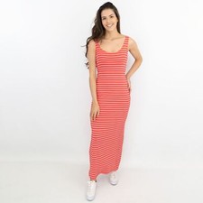 Karen Millen Dress Womens Red Stripe Maxi Long Summer Slit Relaxed Beach Holiday