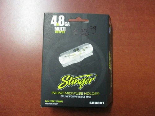 NEW STINGER PLATINUM HPM SHD801 MIDI INLINE FUSE HOLDER 4/8 GAUGE IN OUT SATIN