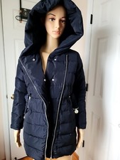 Authentic Armani Junior Girls Goose Down Puffer Jacket Size 12A 154cm Navy Blue