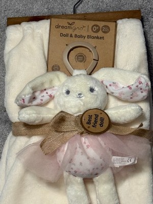 NWT Dream Gro Ivory Baby Blanket & Doll Best Friend DreamGro 40 x30''