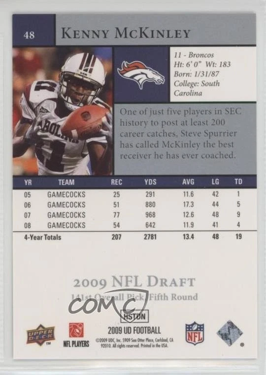 2009 Upper Deck Rookie Exclusives Kenny McKinley #48 RC - Image 2 of 2