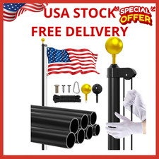 25 FT Heavy Duty Aluminum Flag Pole Kit, 14 Gauge Extra Thick Outdoor 25FT