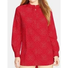 Lauren Ralph Lauren Tunic Red Long sleeve Blouse size Large 