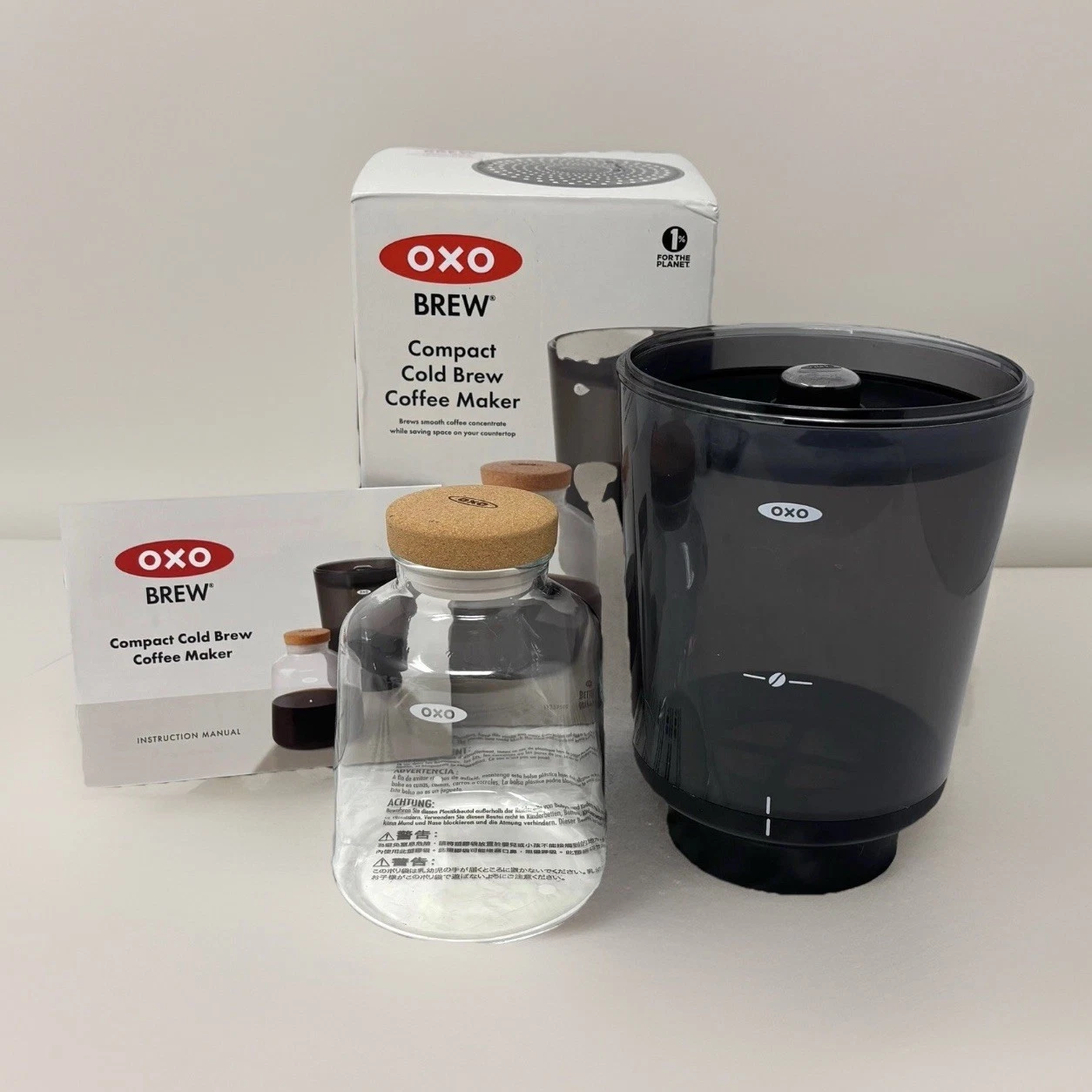 OXO Brew Compact Cold Brew Coffee Maker 16 oz Low Acid Concentrate Hot or Cold