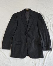 Jos A Bank Signature Gold 41L Suit Jacket Black Pinstripe 100 Wool 2 Button