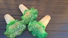 3 VINTAGE GREEN LILY TRUMPET GLASS TIFFANY TABLE LAMP LIGHT SHADES