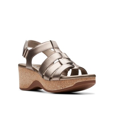 Clarks Chelseah Peak Womens Wedge Sandals Pewter Metallic 26179786