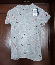 Champion Logo Big Boys Size Small Crew Neck SS Gray