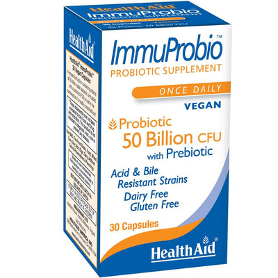 HealthAid ImmuProbio 50 Billion CFU w/ Prebiotic, Vegan, 30 Capsules