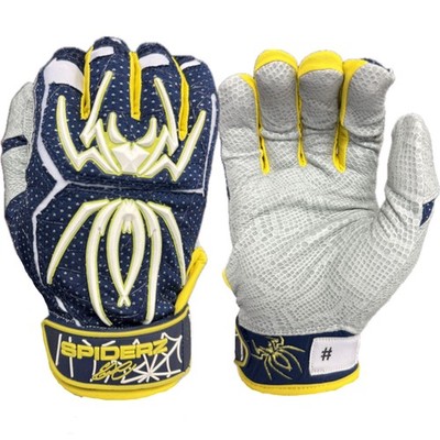Spiderz ENDITE E Martinez Adult Baseball Batting Gloves - Navy/White/Yellow - XL