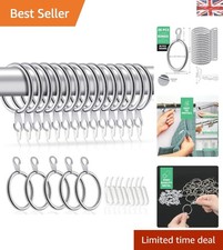 24 Pcs Silver Curtain Rings & Hooks Set - 32mm Inner Diameter, Durable & Elegant