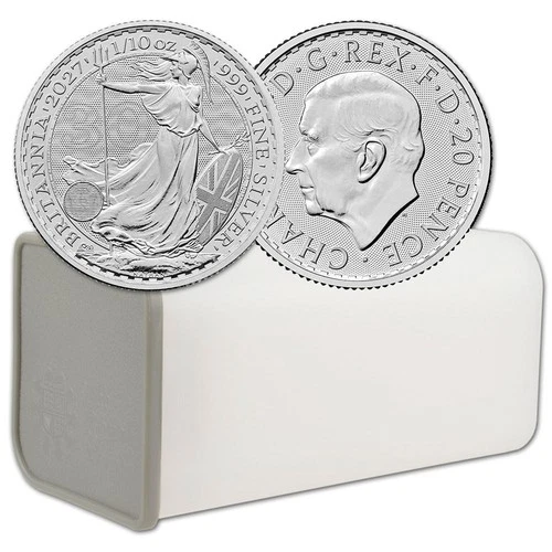 2027 Great Britain Silver Britannia 1/10 oz 20 Pence BU 1 Roll 16 Coin Tube - product listing photo