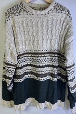 Fieldmaster Vintage Nordic Fair Isle Knit Sweater Mens M USA Made 100 Cotton