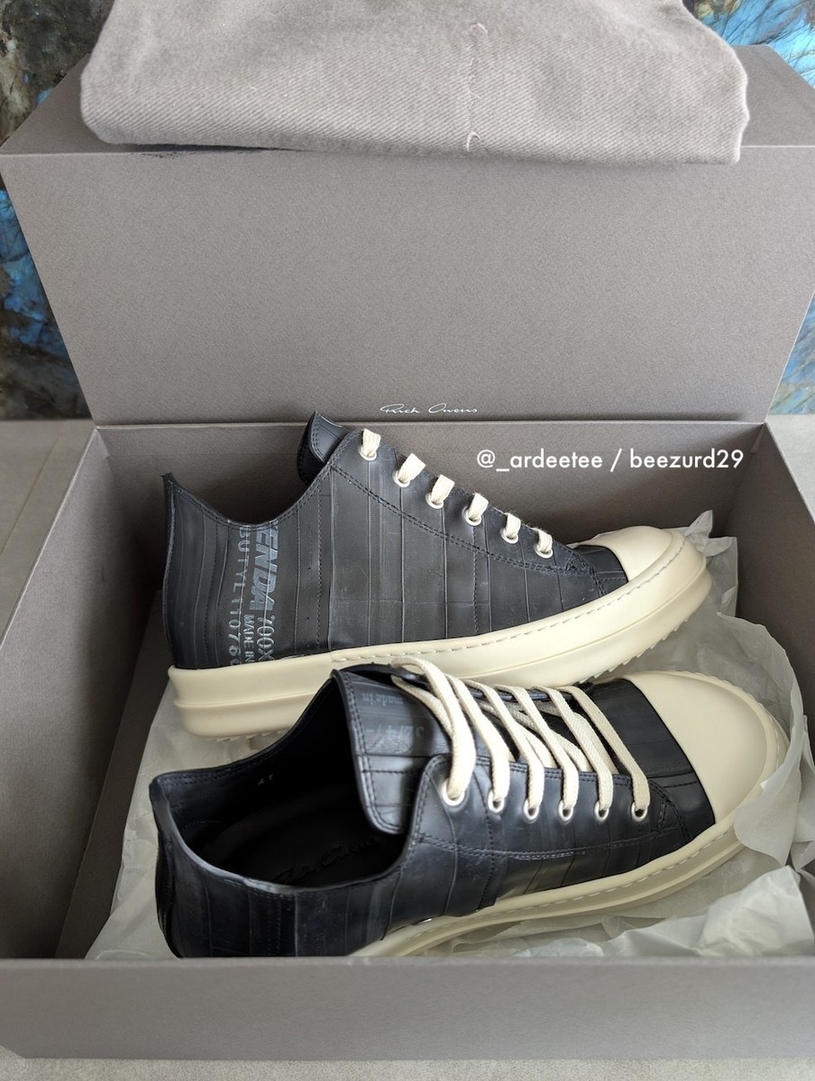 RICK OWENS 1/1 SAMPLE LEATHER RUBBER RAMONES LOW SNEAKERS FW24