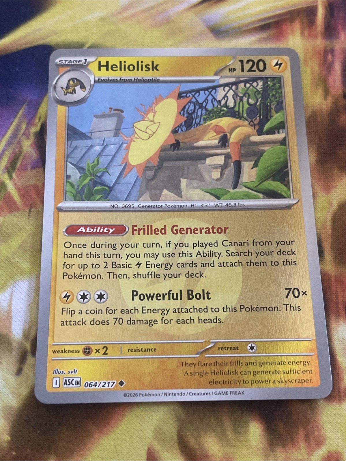 Pokemon Heliolisk (Reverse Holo) 064/217 - Ascended Heroes Energy Symbol