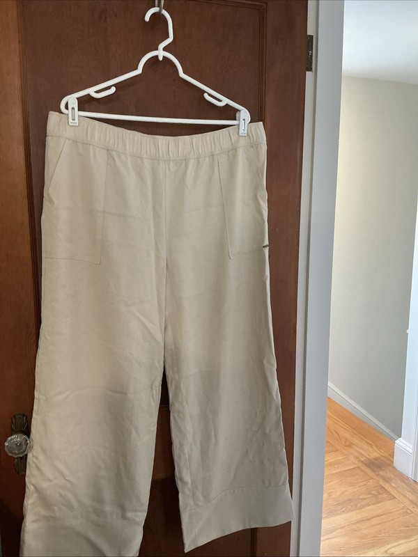 Cozy Earth Beige Wide Leg Pants Elastic Waist  - Large