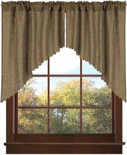 Soft Burlap Look Swag Curtains Rustic Natural Tan Rod Pocket Kitchen Valance