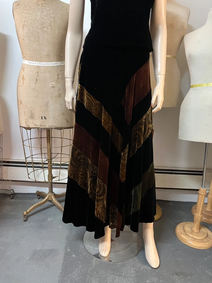 Conjunto de falda y camisola de terciopelo retazos geisha J Peterman vintage talla 6 nuevo con etiquetas Foto 3 de 4