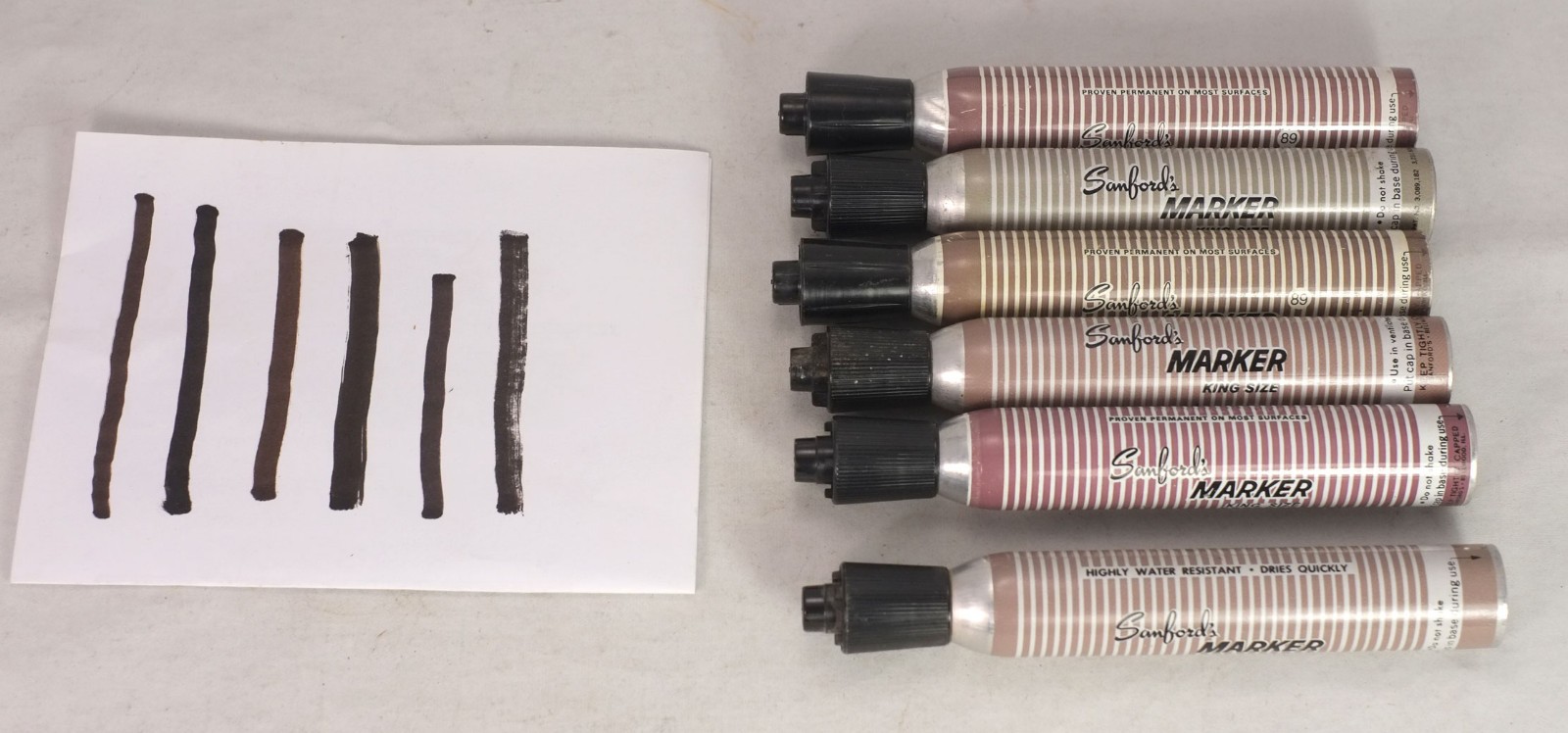 6 Vintage Sanford King Size Black Metal Permanent Markers