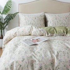 Floral Duvet Cover King - 100 Cotton Comforter King-104"x 90" Pale Yellow
